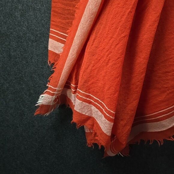 TORY BURCH Style 51155115 Sz 32" x 80"  Wool Scarf POPPY ORANGE 619 MSRP $195 - Picture 4 of 9
